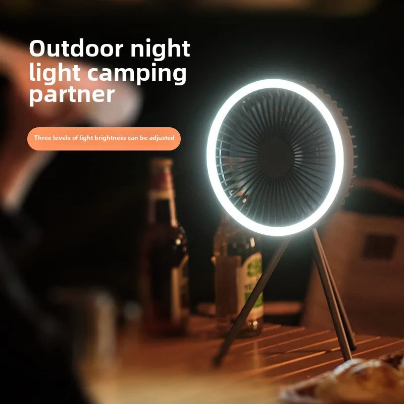 New 10000mAh Camping Fan with Power Bank LED Lighting Rechargeable Desktop Portable Circulator Outdoor Ceiling Electric Fan 2025