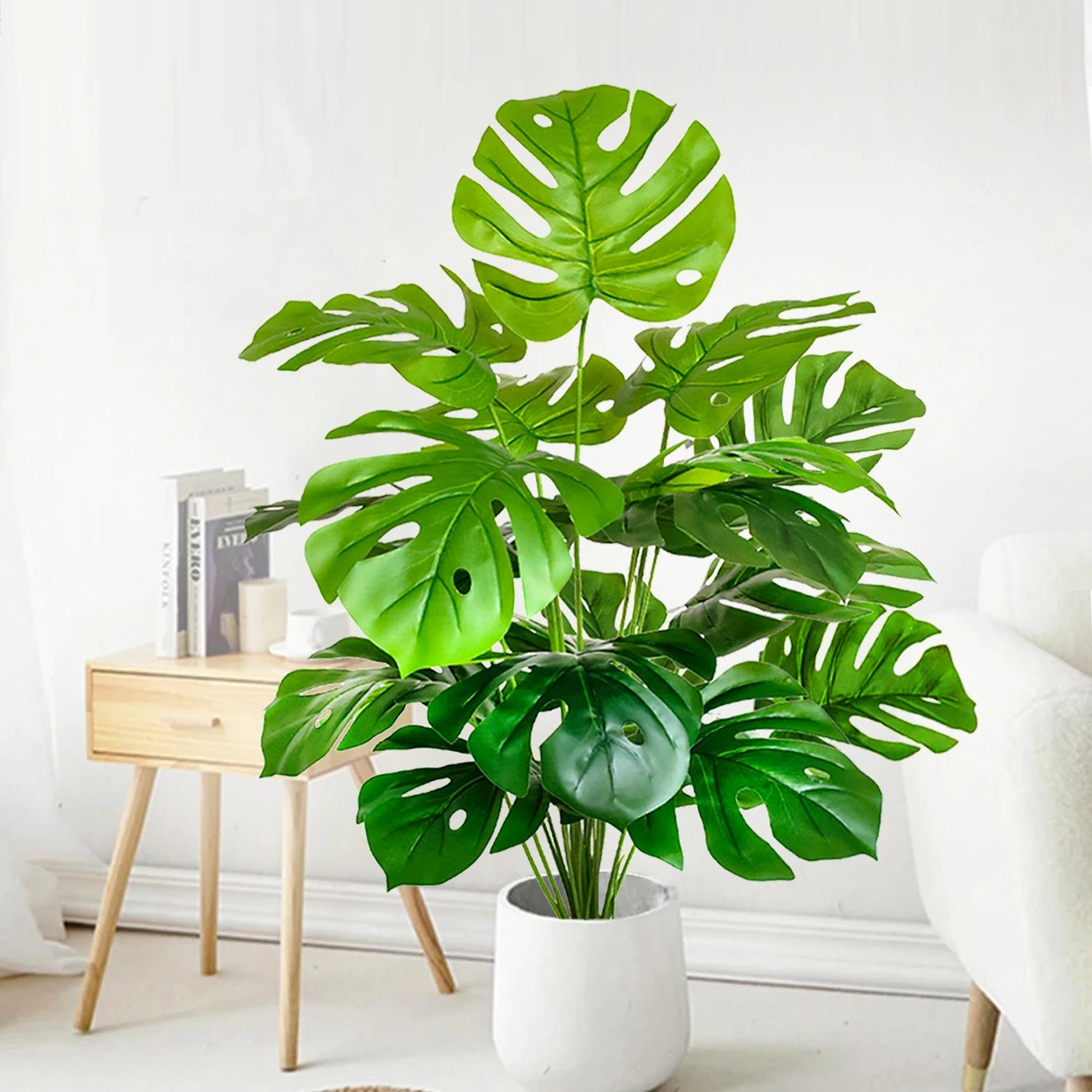 40-103cm /40.5in Artificial Monstera Plants Fake Palm Tree Plastic Turtle Leaves Green Tall Plants For Home Garden Room Decor