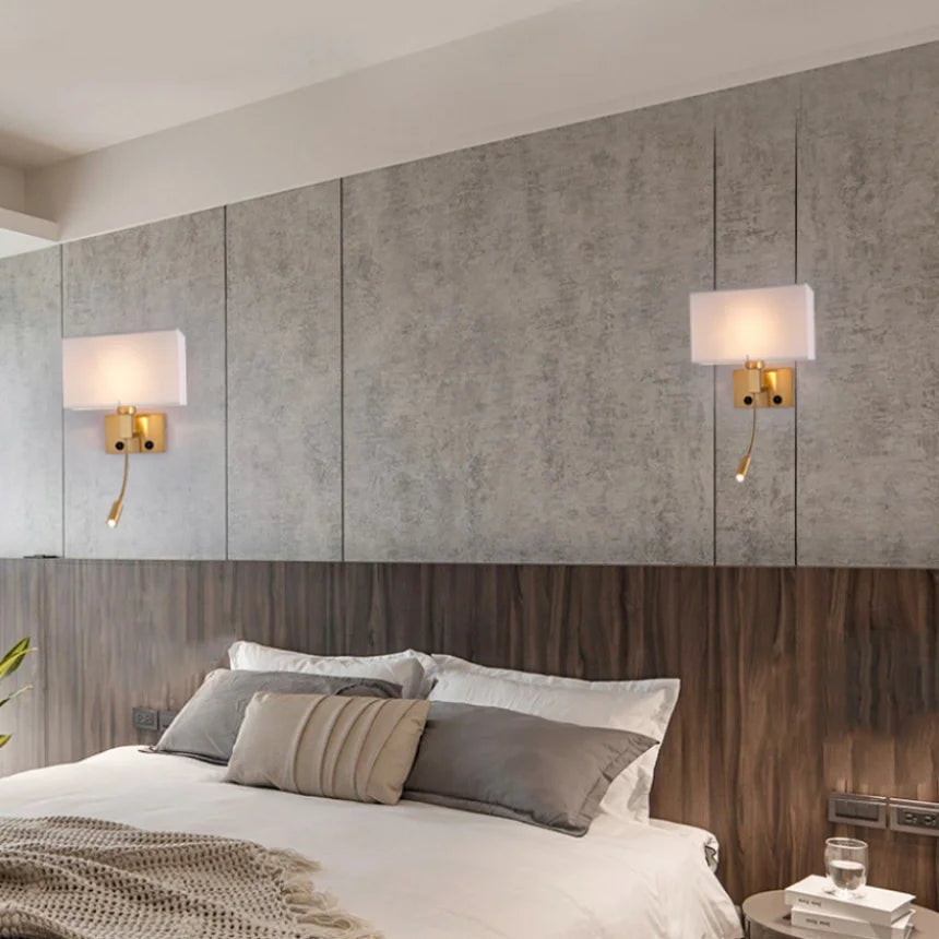 Modern Bedroom Bedside Hotel Wall Lamp Decoration Fabric Sconce Lights Reading Lighting Spotlight Simple Cotton Luminaire Indoor