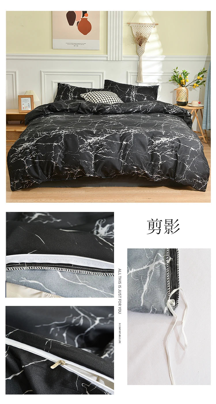 Black and White Bedding Set for Double Bed sabanas cama matrimonial Queen/King Comforter Sets Single Duvet Cover with Pillowcase