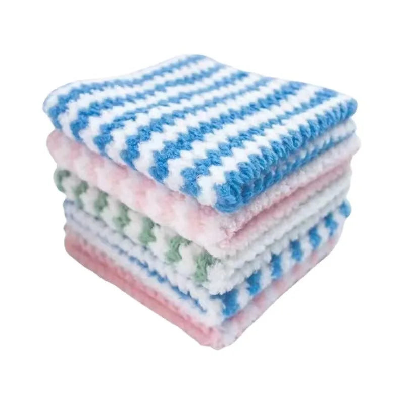 Coral Fleece Dishcloths Thickened Kitchen Cleaning Towel Absorbent Non-stick Oil Microfiber Rag Pan Pot Dish Wipe Cloth