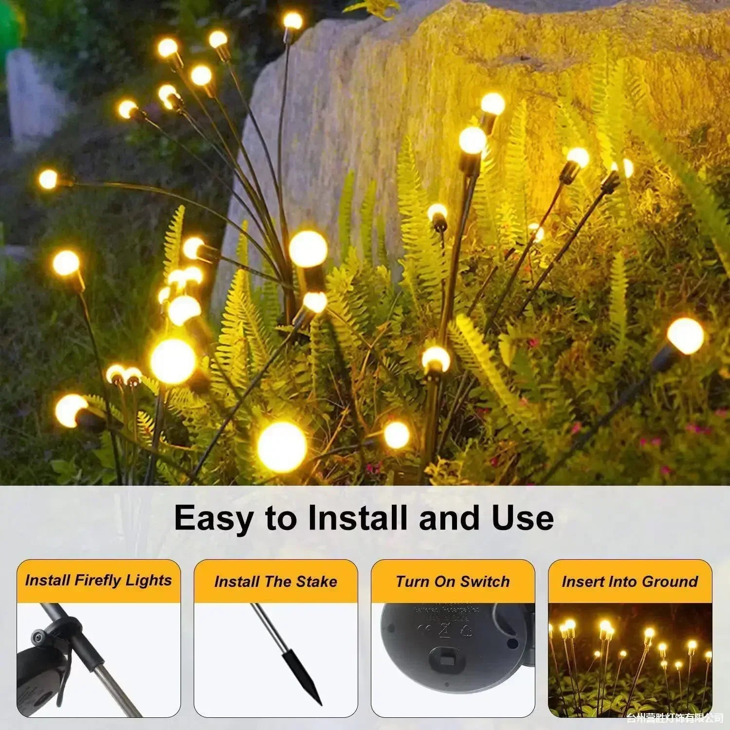 6/8/10 LEDs Outdoor Summer Garden Solar Firefly Lanw Lamp Courtyard Corridor Holiday Atmosphere Decor Landscape Ground Lights