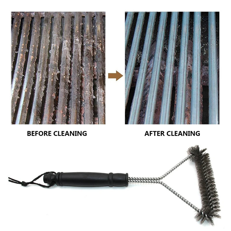 Barbecue Grill BBQ Brush Clean Tool Grill Accessories Stainless Steel Bristles