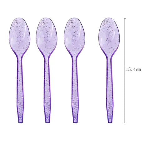 Transparent gold powder colored tableware Theme Birthday Decorations Party Disposable Tableware Paper Napkins Cups Plates