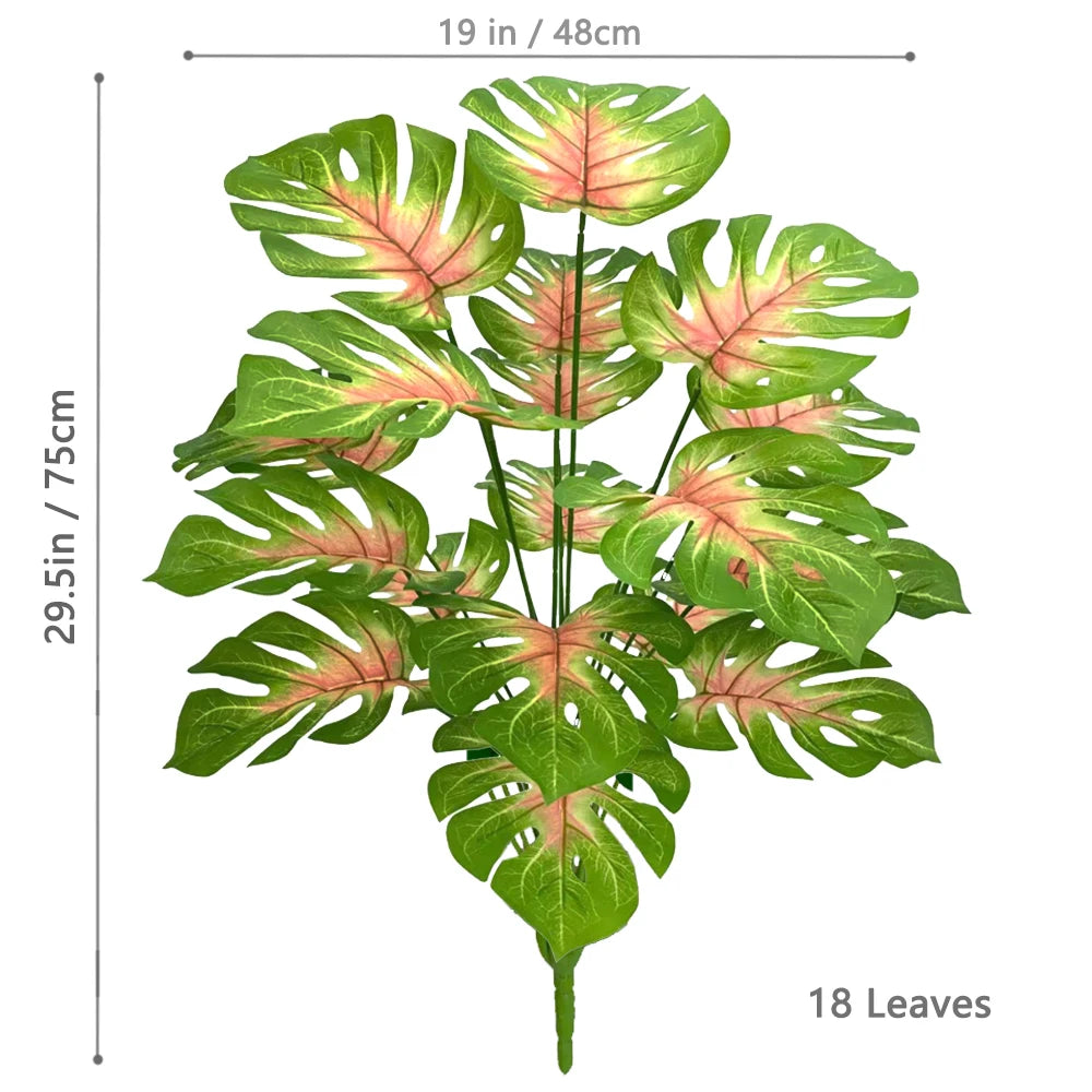 40-103cm /40.5in Artificial Monstera Plants Fake Palm Tree Plastic Turtle Leaves Green Tall Plants For Home Garden Room Decor