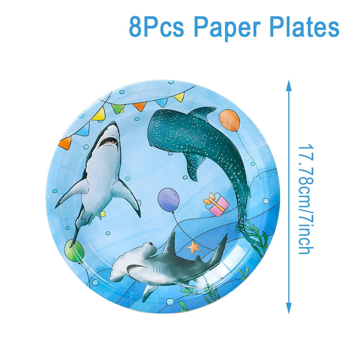 Shark Party Disposable Tableware Set Plates Cups Ocean Shark Birthday Party Decor Kids Boy Baby Shower Party Decor Supplies