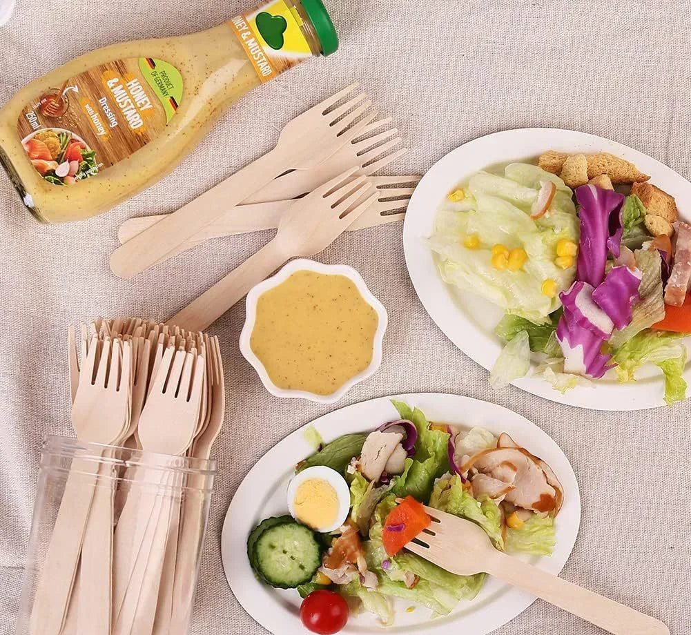 50/100pcs Wooden Fruit Cake Forks Western-style Meat Steak Pasta Disposable Tableware Wedding Birthday Party Cake Accessories