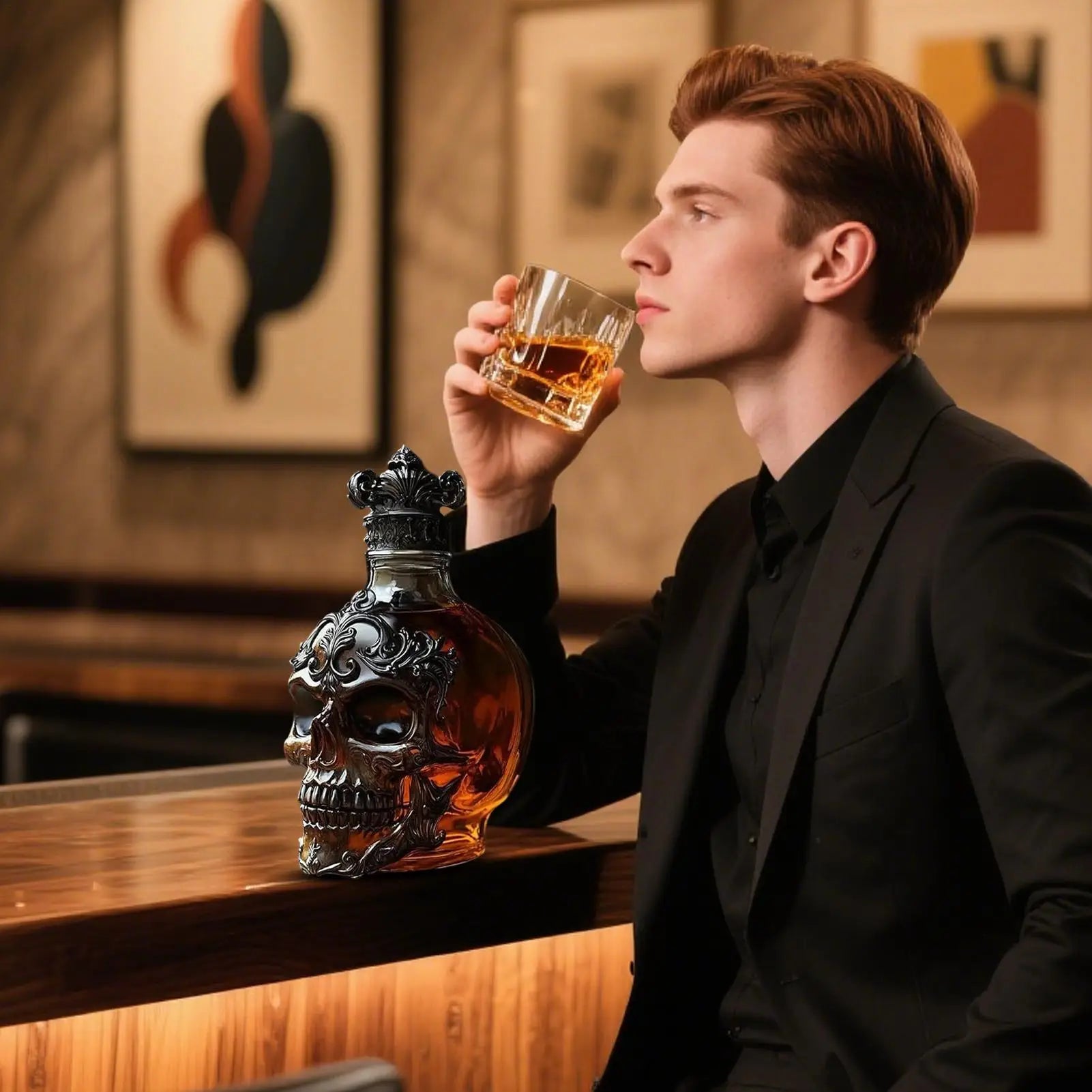 Skull glass whiskey decanator	Creative Skull Glass Wine Bottle  Gothic Glass Bottle decants home brewing & wine making barware