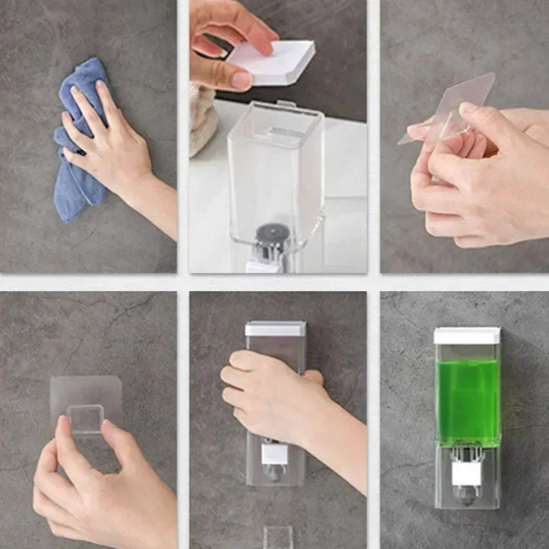 Non-punching Manual Press Soap Dispenser Wall Hanging Traceless Paste Disinfectant Bottle Bathroom Transparent Soap Dispenser