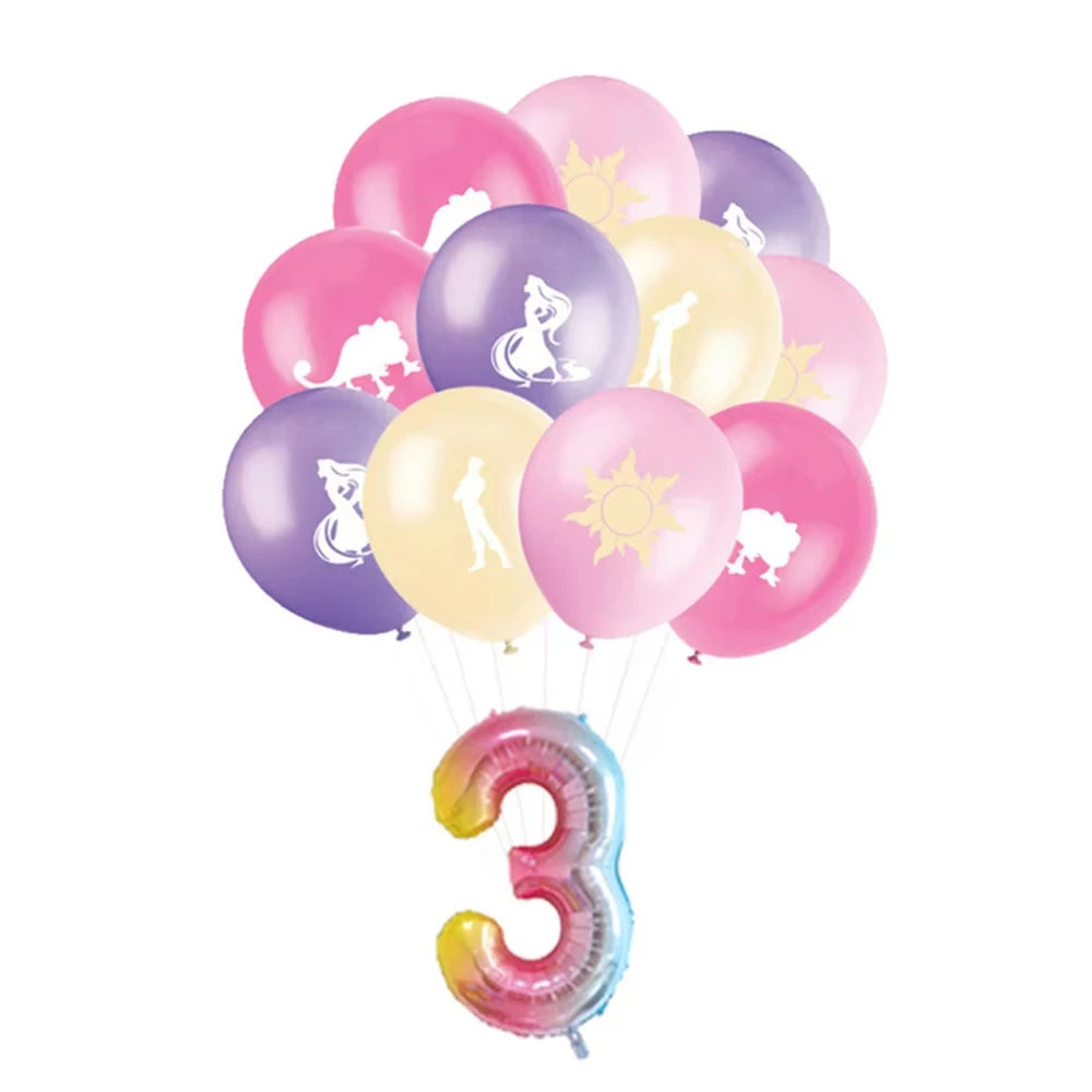 Disney Tangled Rapunzel Princess Party Decorations Disposable Paper Cup Plate Banner Balloons for Girls Birthday Party Supplies