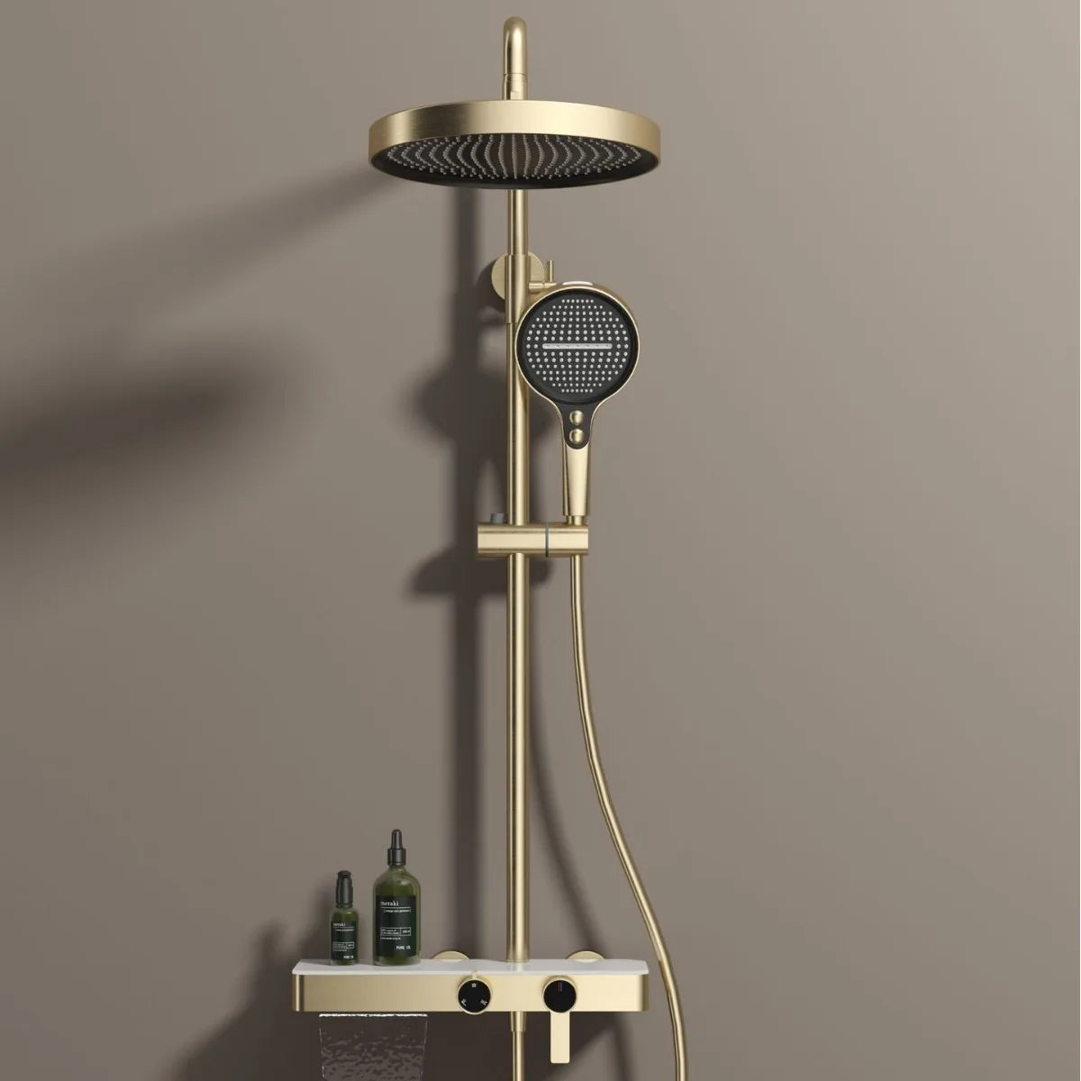 Bathroom Shower System Set Hot and Cold Control Multifunctional Knobbed Triple Function Water Outlet  Pressurized Shower Set