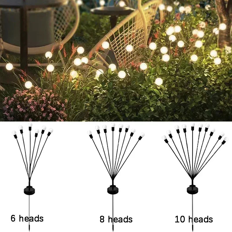 6/8/10 LEDs Outdoor Summer Garden Solar Firefly Lanw Lamp Courtyard Corridor Holiday Atmosphere Decor Landscape Ground Lights