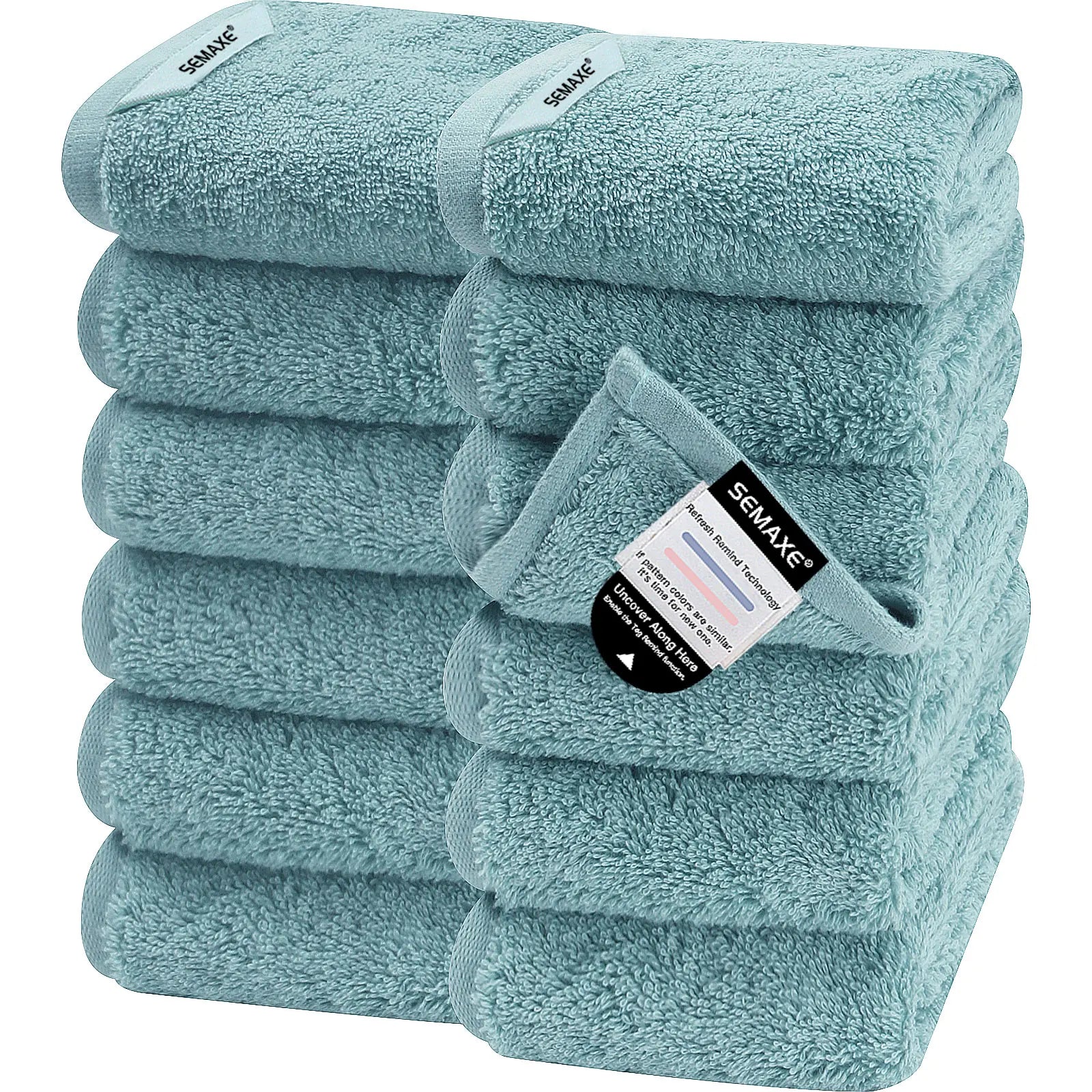 12 Pack Cotton Washcloths Solid Bulk Set SEMAXE 100% Cotton Ultra Soft Face Towels Absorbency for Bathroom Spa Cleaning Supplies