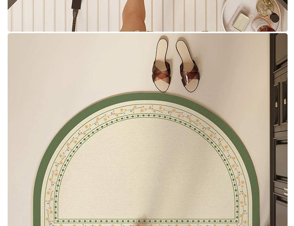 Bathroom Mat Semicircular Rug Absorbent Toilet Carpet Doormat Floor Mats Water-absorbent Soft Washable Bath Non-slip Area Rugs