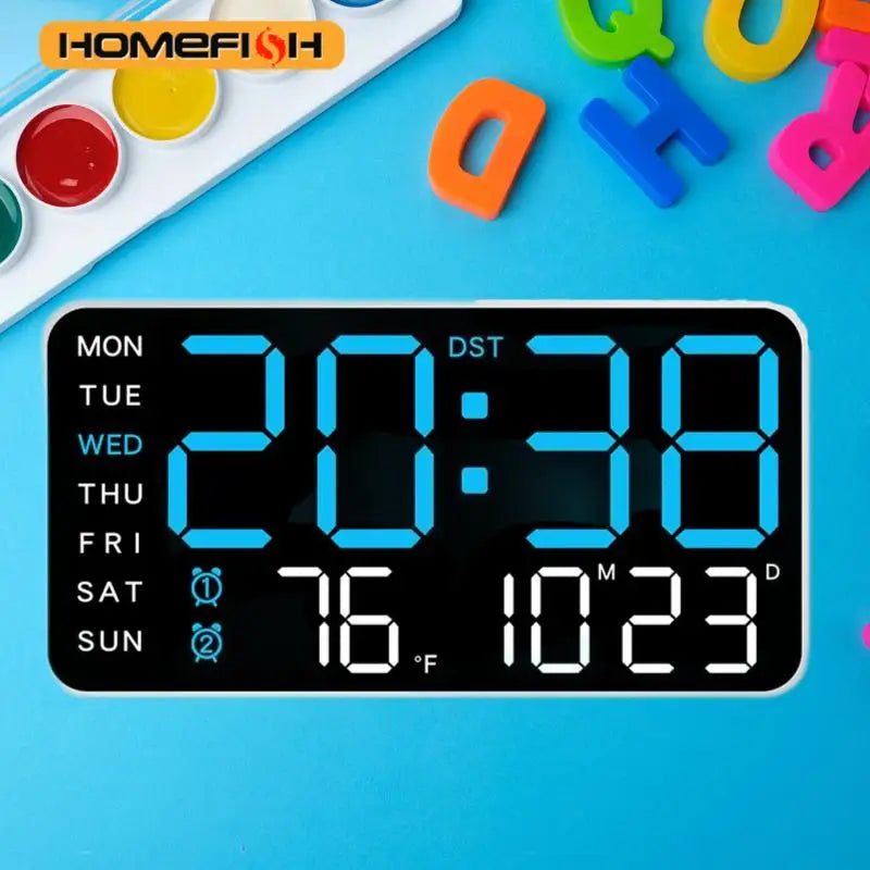 Giant Intelligent Digital Wall Clock｜One screen to control time-temperature-date, home technology pulls full!