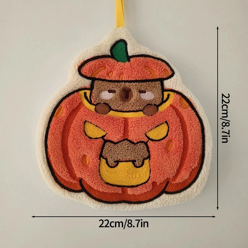 Halloween Hand Towel Soft Absorbent Handkerchief Cute Cartoon Ghost Capibara Pumpkin Hand Towel Bathroom Hanging Hand towels