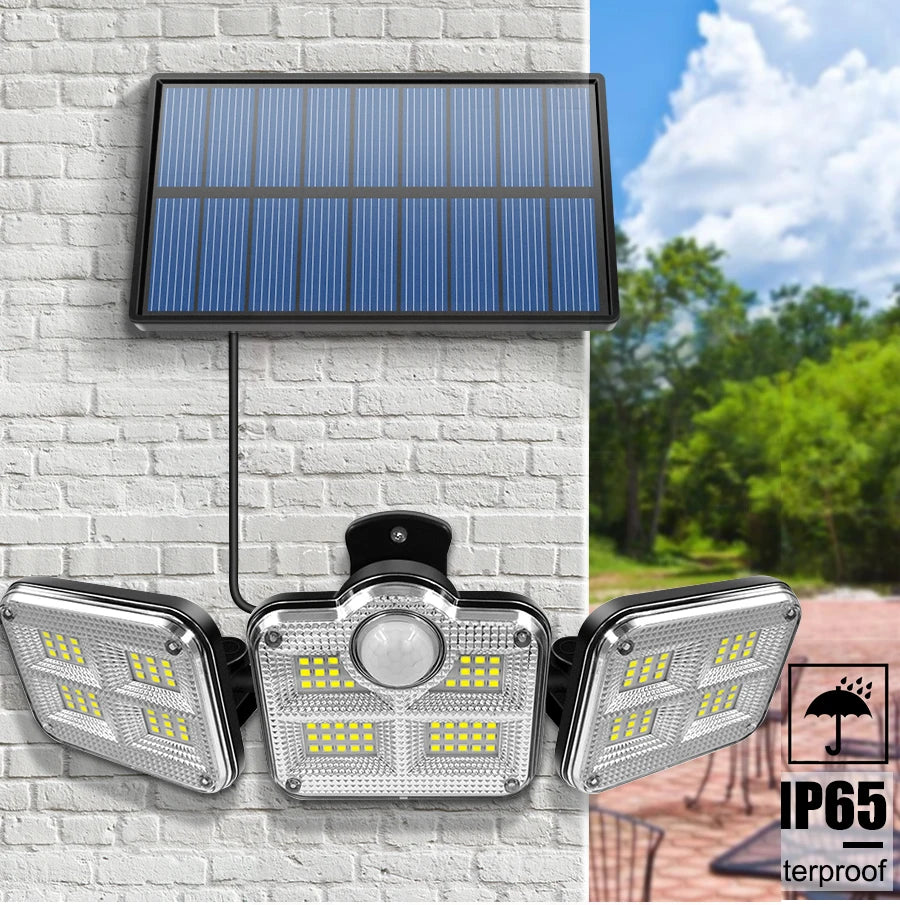 122/333LED Solar Lights Outdoor Motion Sensor Human Induction 3 Modes IP65 Waterproof Solar Power Garage Yard Corridor Wall Lamp