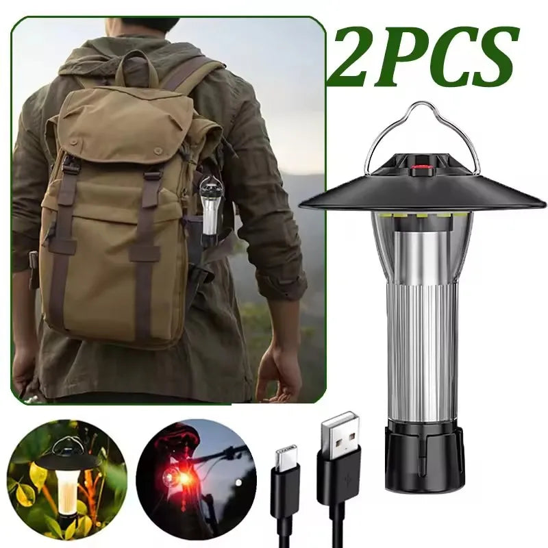 Outdoor Portable Camping Lantern with Magnetic Base Hanging Lamp 5 Lighting Modes Led Flashlights Waterproof  Emergency Lamp