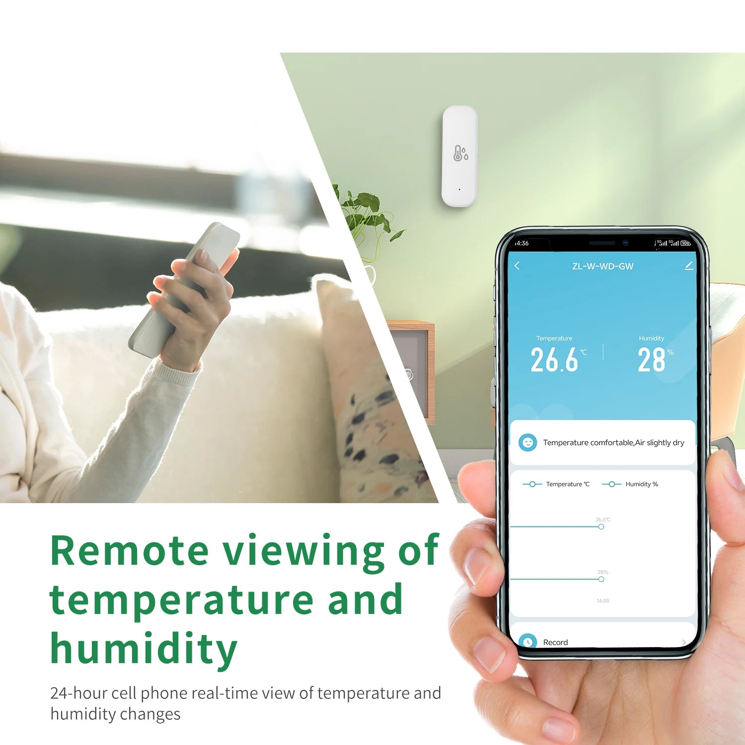 Smart Home 2.4G WIFI Temperature And Humidity Sensor Tuya APP Remote Control SmartLife Work With Alexa Google Assistant