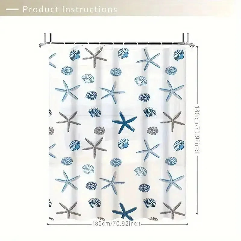 1pc With Pattern Shower Curtain PEVA Waterproof Shower Curtain Bathroom Partition Curtain Bathroom Decoration Accessories