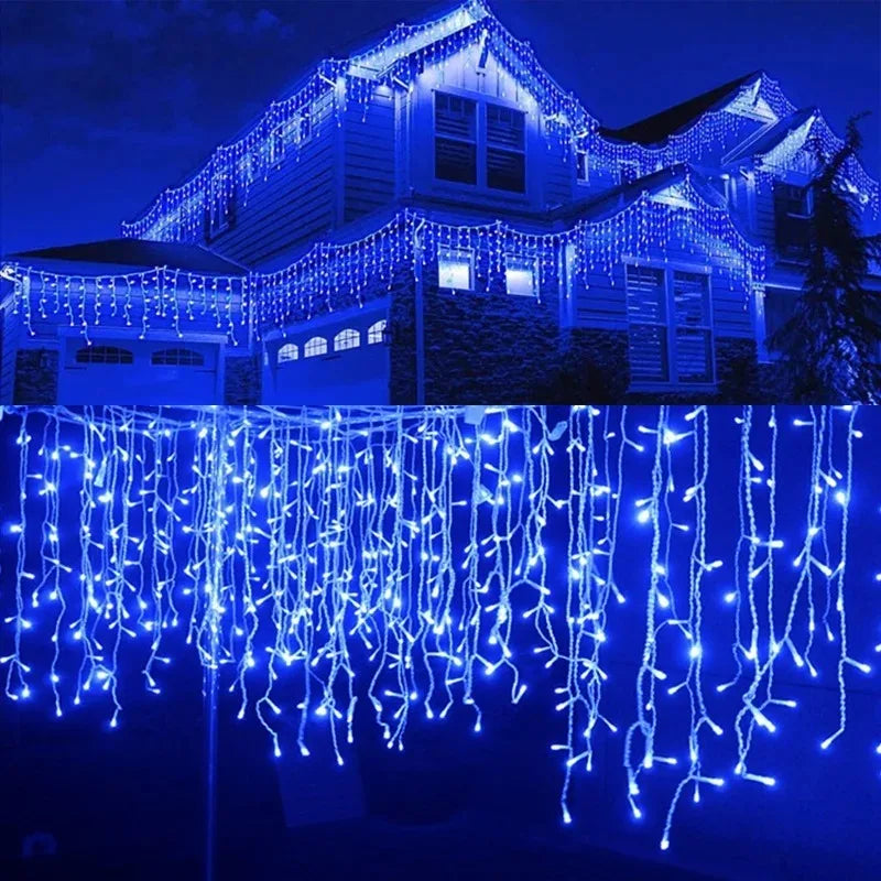 Led Icicle String Lights 5m Street Garland on The House 8 Modes Christmas Lights Outdoor for New Year Christmas Decoration