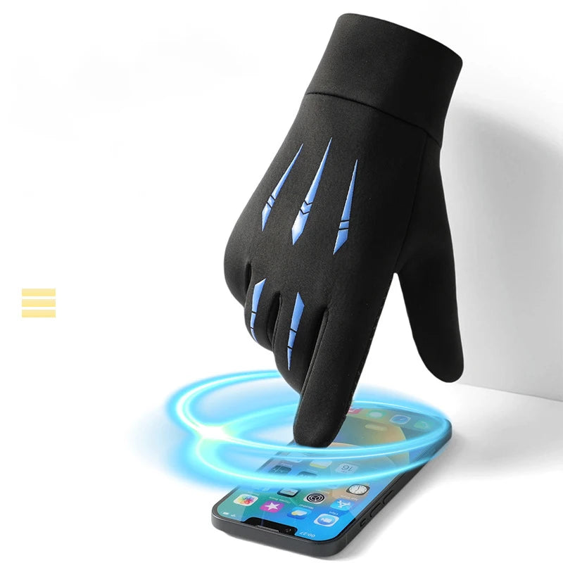 Winter Cycling Gloves for Men Motorcycle Hiking Touch Screen Gloves Anti-Slip Water-Repellent Windproof Outdoor Thermal Gloves
