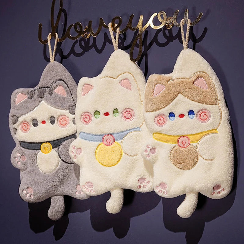 Hand Towel Absorbent Kitchen Towel Hand Cloth Bathroom Hand Cloth Cartoon Hand Towels Convenient Hanging Towel for Hand 핸드타올