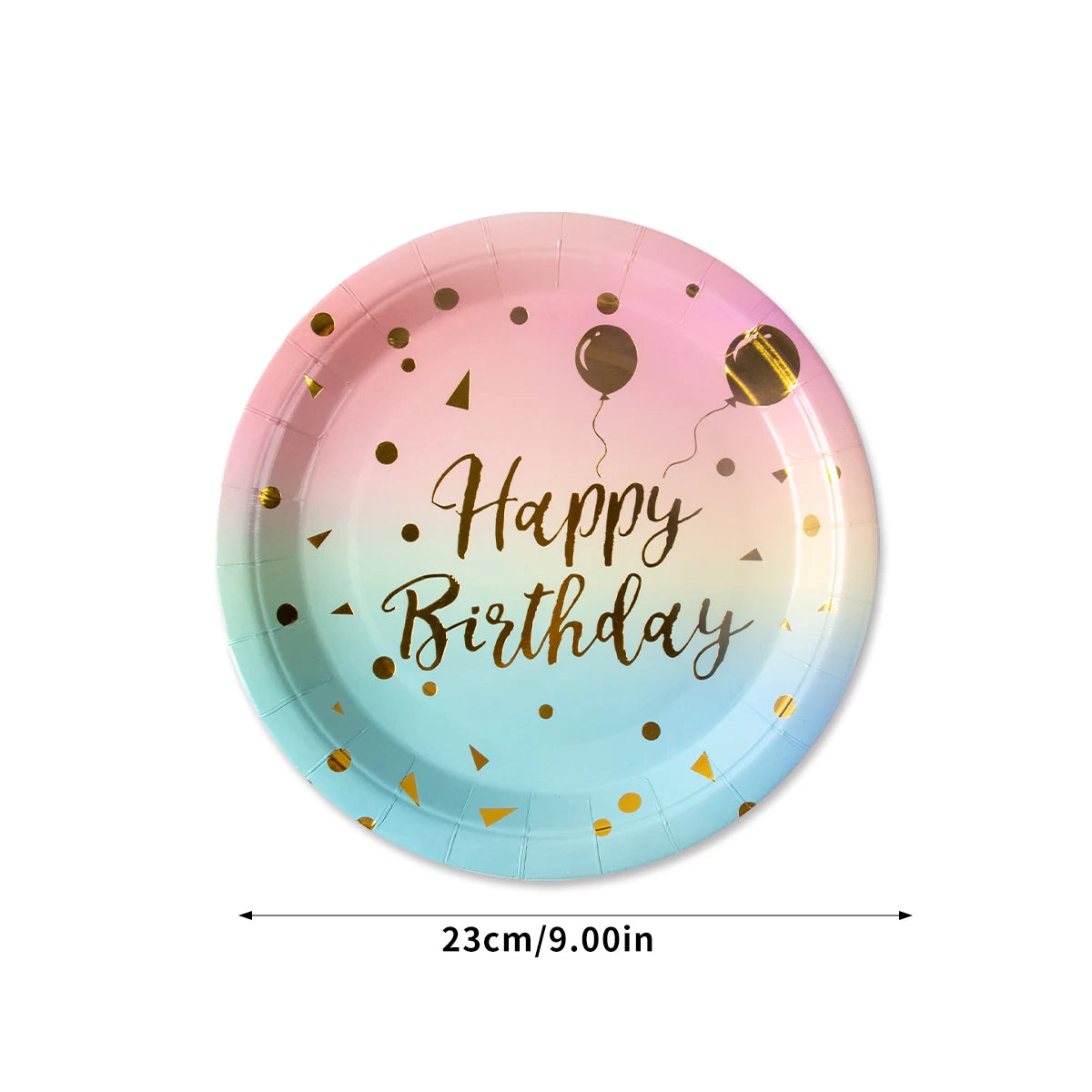 Rainbow Pastel Disposable Tableware Set Gold Glitter Happy Birthday Pattern Paper Plate Cup Napkins for Birthday Party Supplies