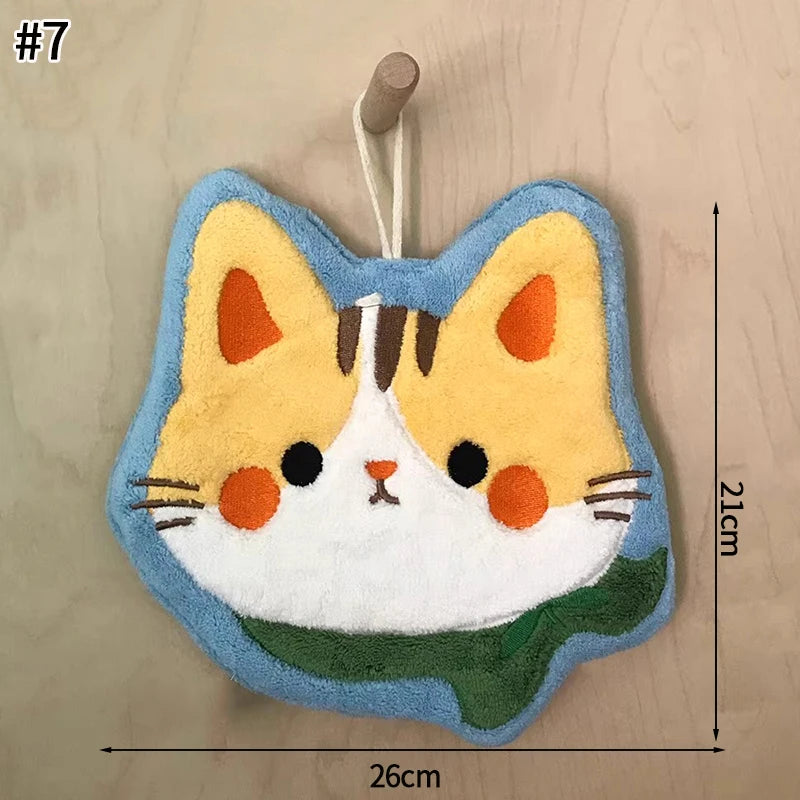 Cartoon Kitty Hand Towel Bathroom Soft Water-absorbing Towel Coral Fleece Handkerchief Hanging Kitchen Washing Hand Cloth Rag