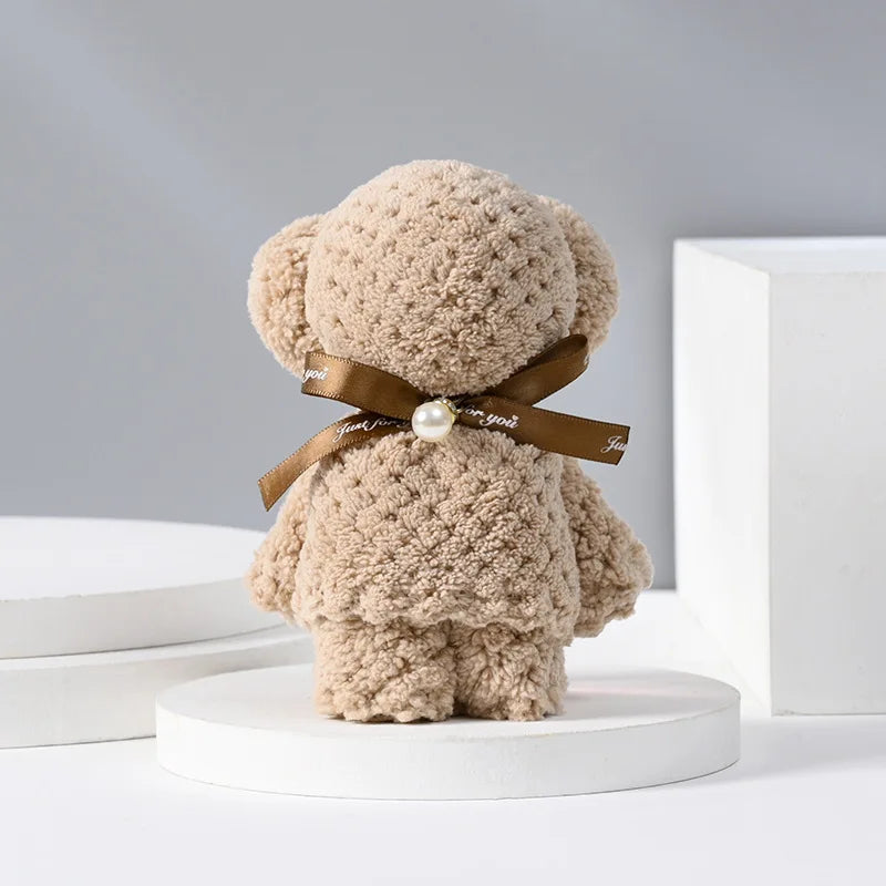 5pcs Little Bear Towels Wedding Companion Gifts Happy Gifts Happy Shop Small Square Towels Coral Velvet Towels