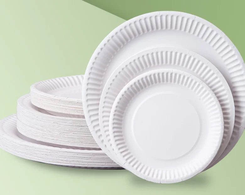 50pcs Paper Plate, Disposable Party Tableware, Bone Spitting Plate, Picnic Plate, Children's Drawing Diy White Cardboard, Decora