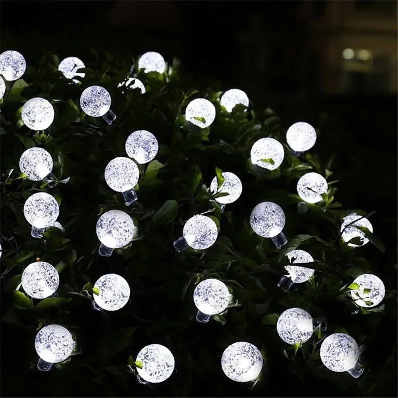 1PCS Solar Crystal Globe LED String Lights 20/60 LED 8 Lighting Modes  Fairy Light Christmas Garland for Garden Party Decor