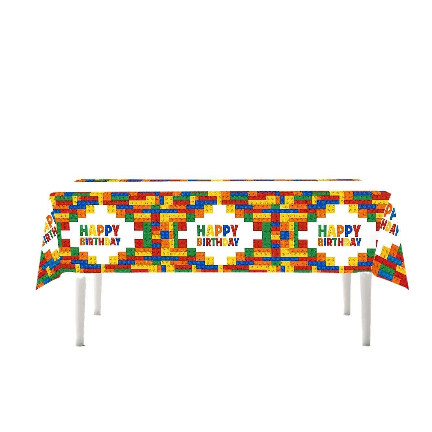 Building Block Tablecloth Theme Party Disposable Tableware Balloon Kid Boy and Girls Birthday Balloon Decor Baby Bath Products