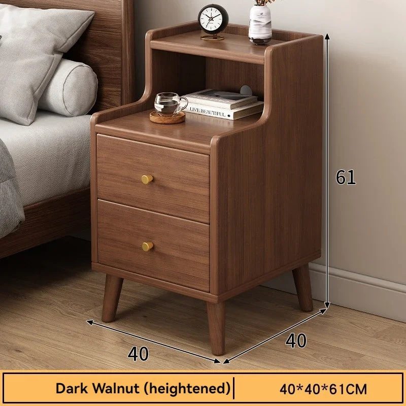 Bedside cabinet, household small bedroom storage, narrow cabinet, mini storage shelf, solid wood color, multi-purpose storage