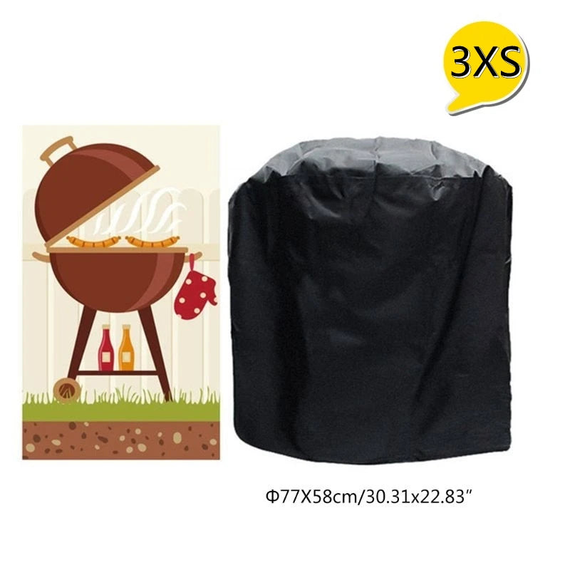 Black Waterproof BBQ Cover Outdoor BBQ Accessories Grill Cover Anti Dust Rain Gas Charcoal Electric Barbeque Protective Cover