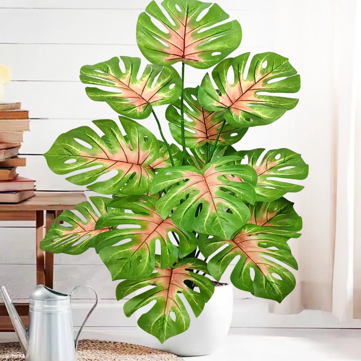 40-103cm /40.5in Artificial Monstera Plants Fake Palm Tree Plastic Turtle Leaves Green Tall Plants For Home Garden Room Decor
