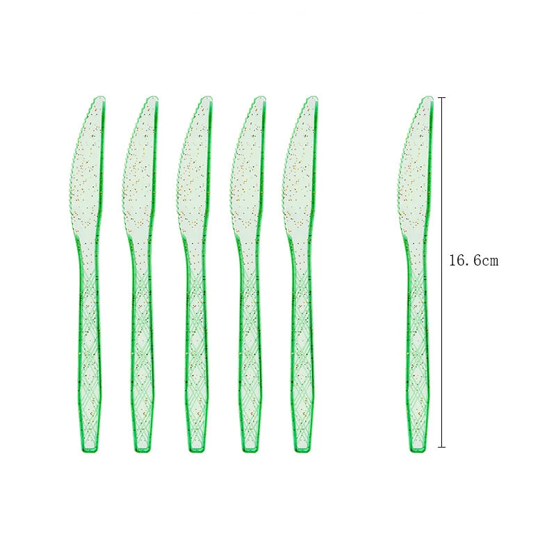 Transparent gold powder colored tableware Theme Birthday Decorations Party Disposable Tableware Paper Napkins Cups Plates