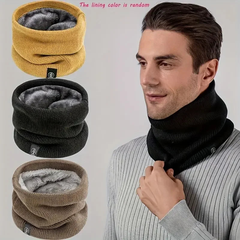 Warm Knitted Scarf Thickened Plush Windproof Winter Neck Gaiter Cold Weather Outdoor Sport Ski Running Men Women Tube Scarf