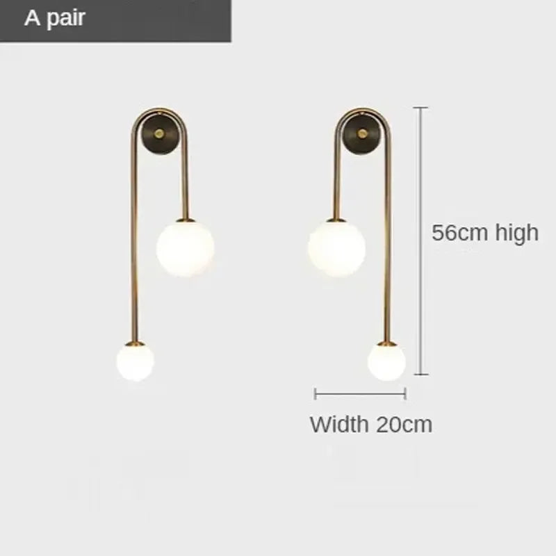 Modern Bedroom Bedside Wall Light Lamp Glass Ball  LED Gold Home Decor Living Room Corridor Interior Lighting Sconce Luminaire