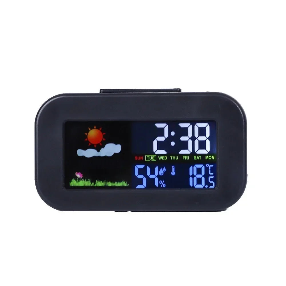Weather Station Clock with Color Display - Temp & Humidity Monitor, Backlit for Kids & Teens, Perfect for Bedroom & Dorm Desk