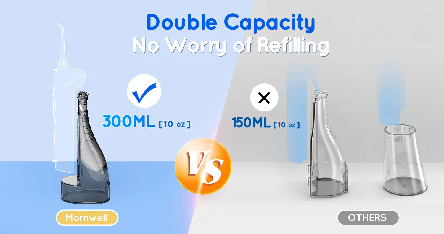 D52 Portable Cordless Water Flosser USB Rechargeable Water Jet Floss Tooth Pick 4 Jet Tip 300ml 3 Modes Teeth Clean for Travel