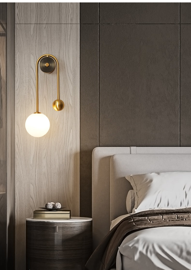 Modern Bedroom Bedside Wall Light Lamp Glass Ball  LED Gold Home Decor Living Room Corridor Interior Lighting Sconce Luminaire