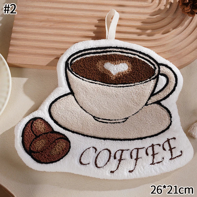 Hand Towel Absorbent Kitchen Towel Hand Cloth Bathroom Hand Cloth Cartoon Hand Towels Convenient Hanging Towel for Hand 핸드타올