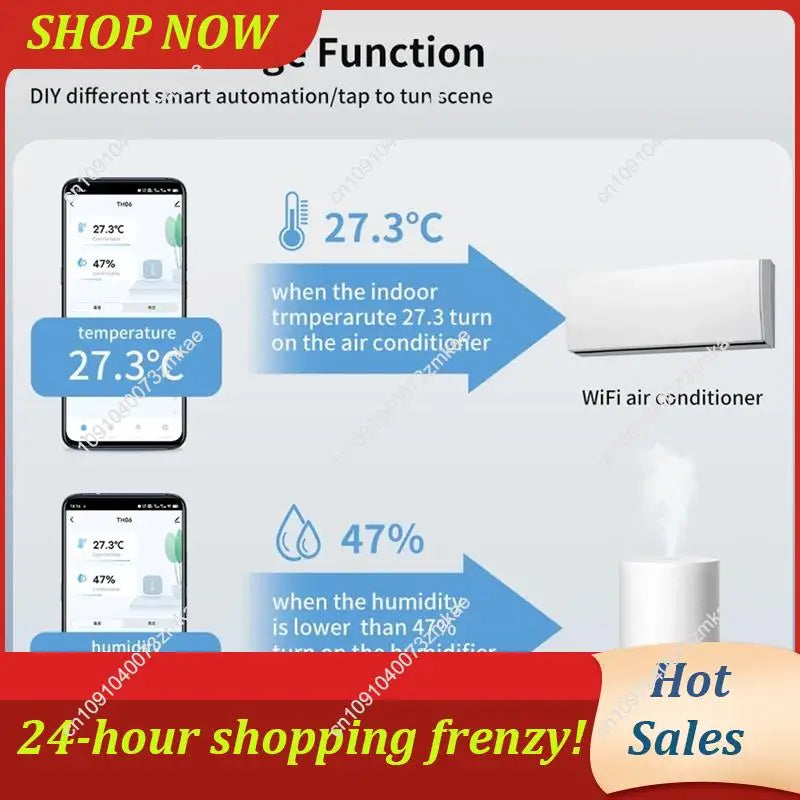 Daily Sale Wifi Enabled Temperature Humidity Sensor, Indoor Thermometer And Hygrometer Monitor Work For Smart Life Home