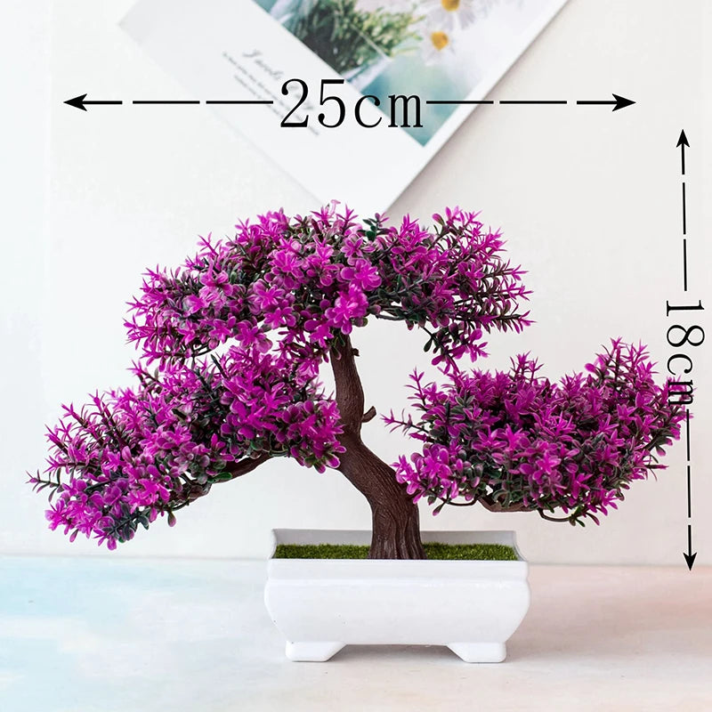1pc Artificial Plants Bonsai Small Tree Pot Fake Plant Flowers Potted Ornaments For Garden Decor Home Room Table Decor