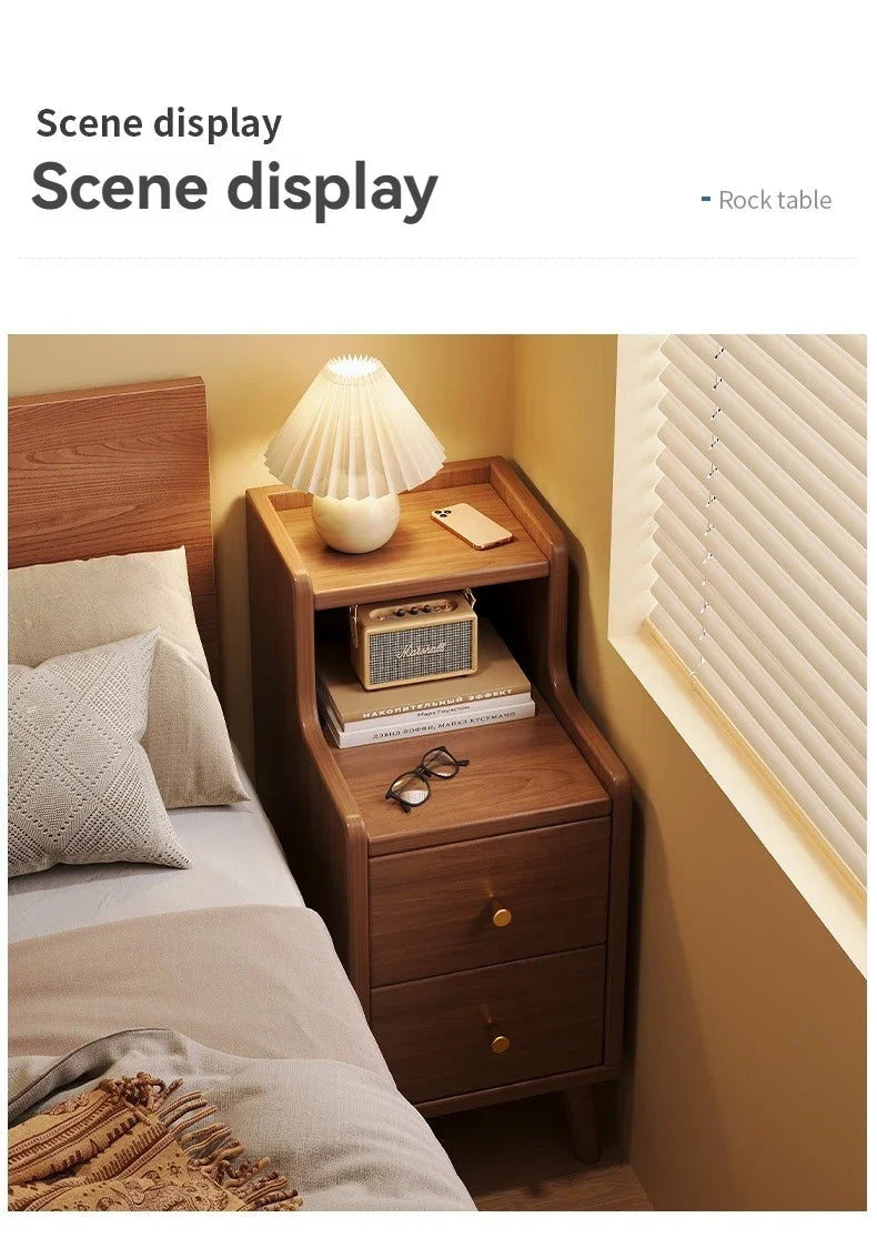 Bedside cabinet, household small bedroom storage, narrow cabinet, mini storage shelf, solid wood color, multi-purpose storage