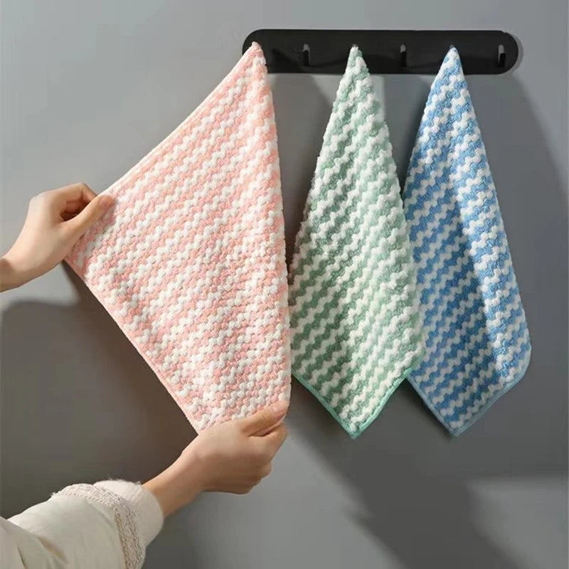 Coral Fleece Dishcloths Thickened Kitchen Cleaning Towel Absorbent Non-stick Oil Microfiber Rag Pan Pot Dish Wipe Cloth