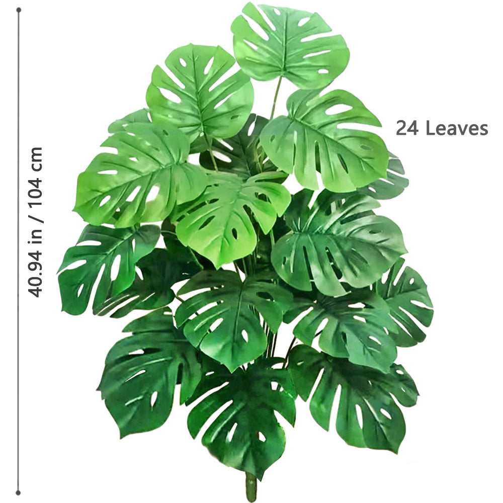 40-103cm /40.5in Artificial Monstera Plants Fake Palm Tree Plastic Turtle Leaves Green Tall Plants For Home Garden Room Decor