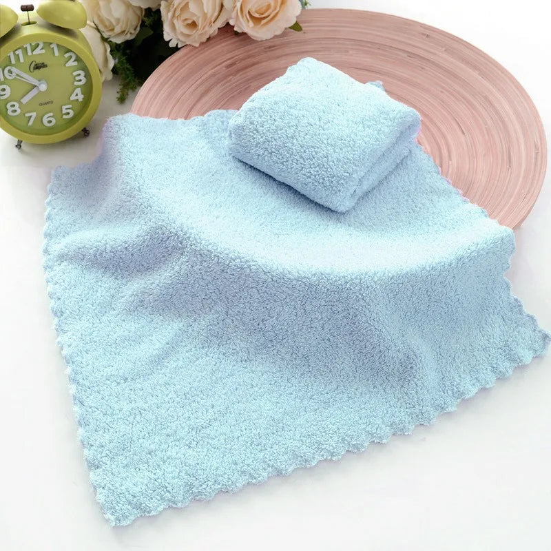 25*25cm Coral Velvet Quick Drying Microfiber Towels Cleaning Wipes Face Towels Square Washcloth Hand Towel Soft Water Absorption
