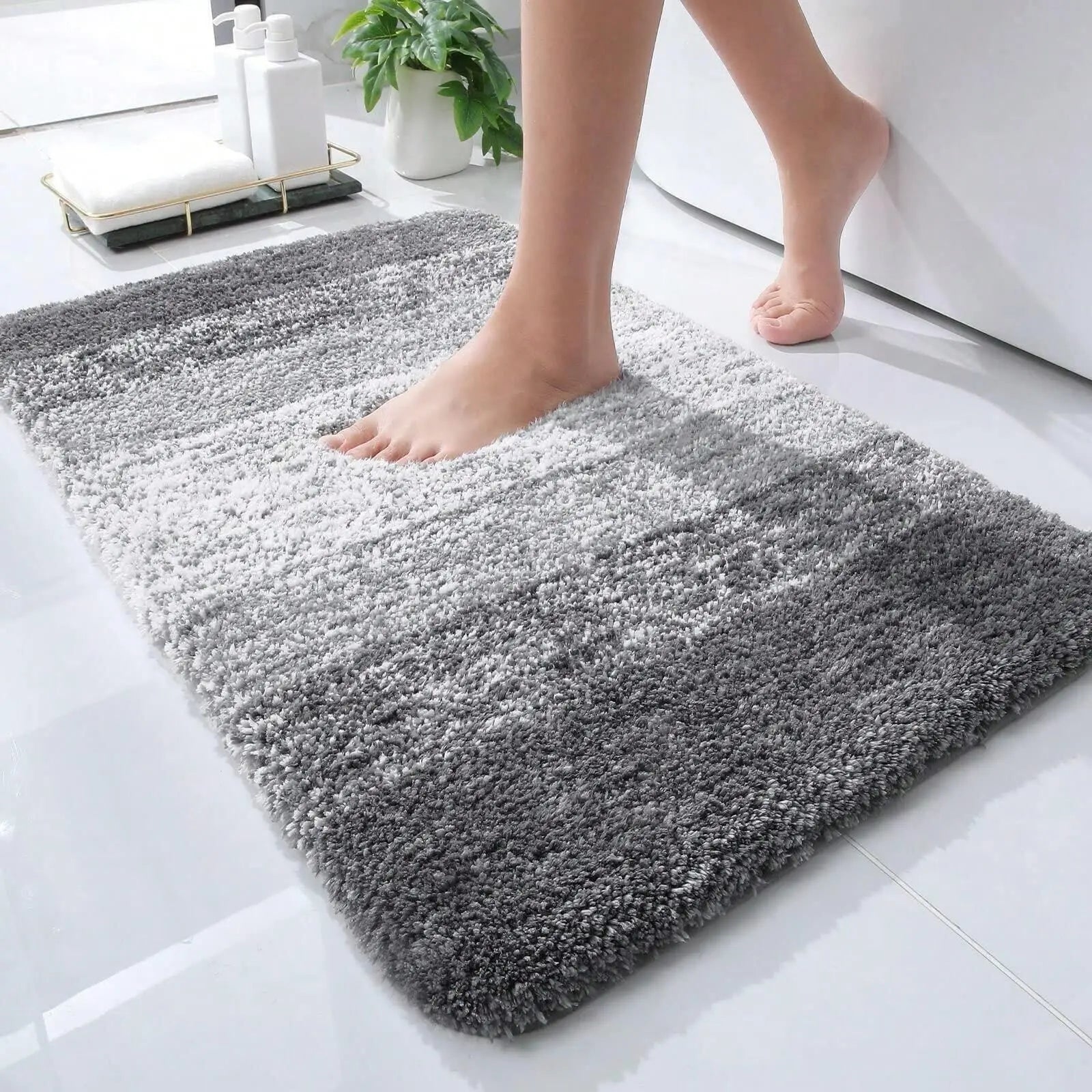 Bathroom Rugs Non-Slip Bath Rugs Dirty Resistant Plush Carpet Toilet Absorbent Bath Rugs  Plush Carpet Wash Dry Shower Pad
